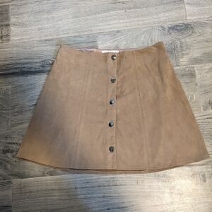 Elegant Tan A-Line Skirt with Button Detail